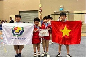 Can Tho students at the Global Robotics Games 2023. (Photo: The games organsing committee)