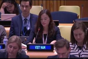 Counsellor Le Thi Minh Thoa, Deputy Permanent Representative of Vietnam to the UN, addresses the meeting (Photo: VNA)