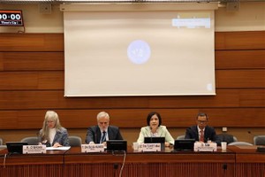 Ambassador Le Thi Tuyet Mai (second from right) speaking at international seminar on promoting the right to immunisation (Photo: VNA)