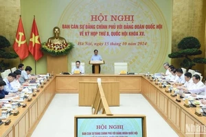 A view of the conference on preparation for the 15th legislature’s 8th session in Hanoi on October 15. (Photo: NDO)