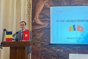 Vietnamese Ambassador to Romania Do Duc Thanh, speaks at the event. (Photo: Vietnamese Embassy in Romania)