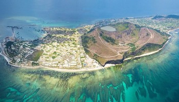 An aerial view of the Thoi Loi Volcano crater on Ly Son Island