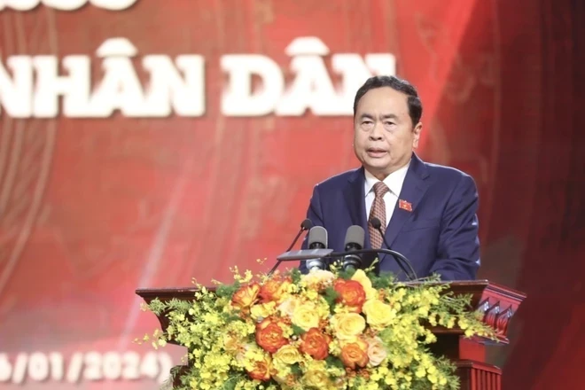 Permanent NA Vice Chairman Tran Thanh Man speaks at the event. (Photo: VNA)
