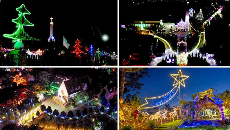 Churches in Da Lat City, Lam Dong Province, are embellished with light decorations.