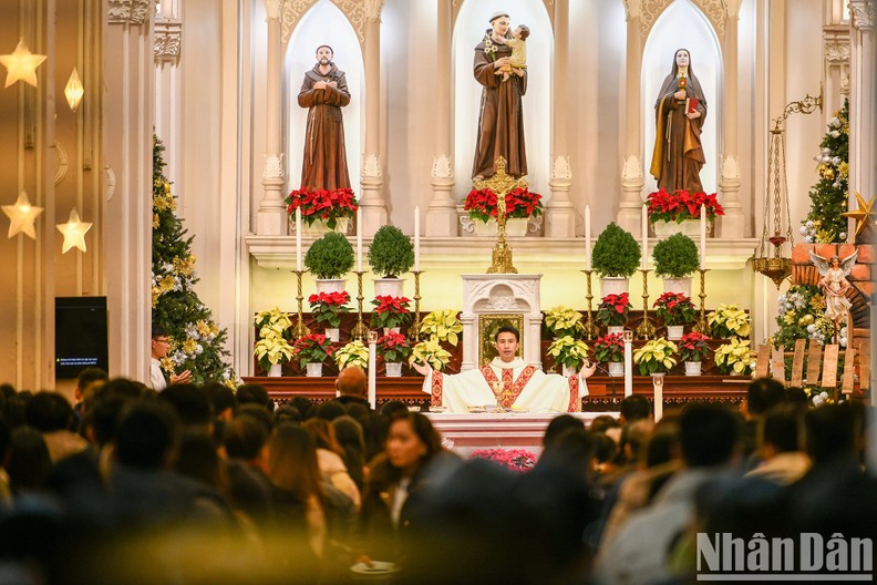 A celebration of Christmas mass at a church in Hanoi.