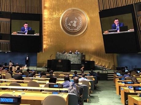 Ambassador Dang Hoang Giang, Permanent Representative of Vietnam to the UN, jointly chairs the opening of the 77th session of the UN General Assembly (UNGA 77) on September 20. (Photo: VNA)