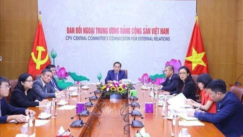 Chairman of the CPV Central Committee’s Commission for External Relations Le Hoai Trung at the virtual conference. (Photo: VNA)