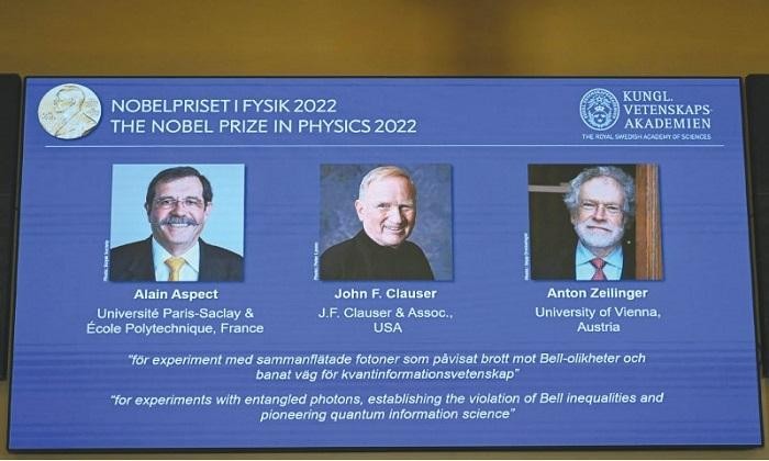 Alain Aspect from France, John F. Clauser from the United States and Anton Zeilinger from Austria won the 2022 Nobel Prize in Physics for their work on quantum information science, the Royal Swedish Academy of Sciences announced Tuesday.