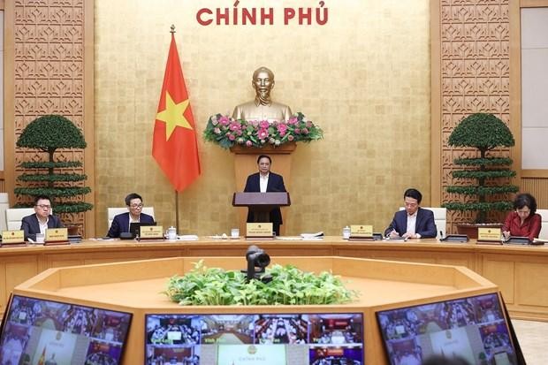 Prime Minister Pham Minh Chinh speaks at the teleconference. (Photo: VNA)