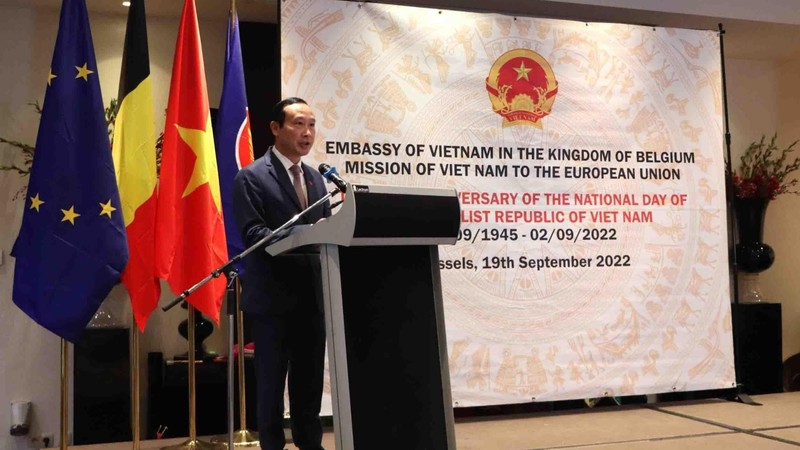 Ambassador Nguyen Van Thao speaks at the event. (Photo: VNA)