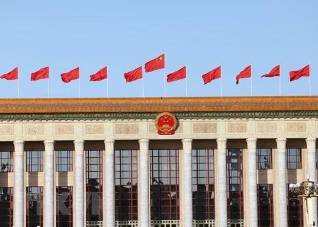 Outside the Great Hall of the People in Beijing, the venue of the 20th National Congress of the Communist Party of China (Photo: Xinhua/VNA) 