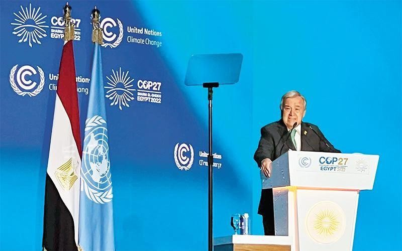 UN Secretary-General Antonio Guterres speaks at the COP27. (Photo: The UN)