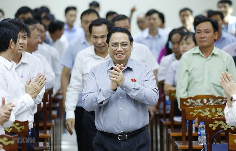 Prime Minister Pham Minh Chinh meets voters in Can Tho city. (Photo: VNA)