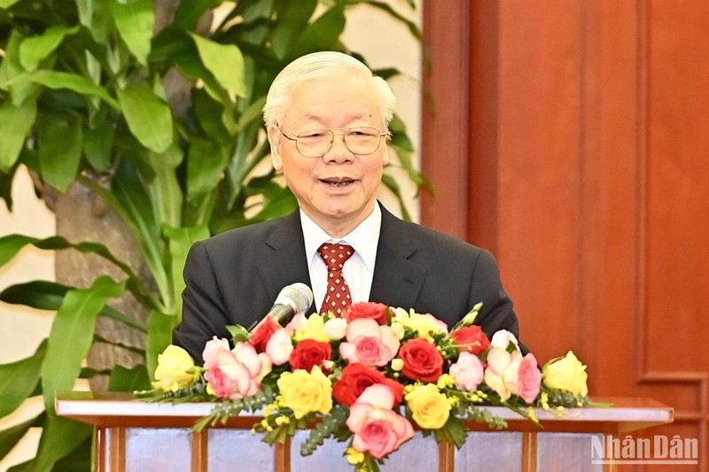 Party General Secretary Nguyen Phu Trong speaks at the meeting. (Photo: NDO)
