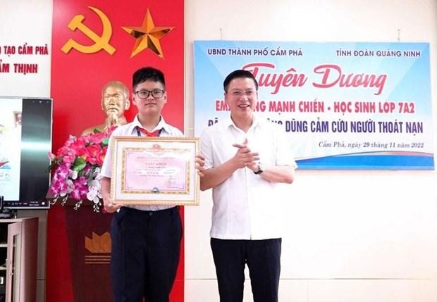 Hoang Manh Chien, a seventh grader at Cam Thinh Junior High School in Cam Pha city, Quang Ninh province. (Photo: campha.gov.vn)