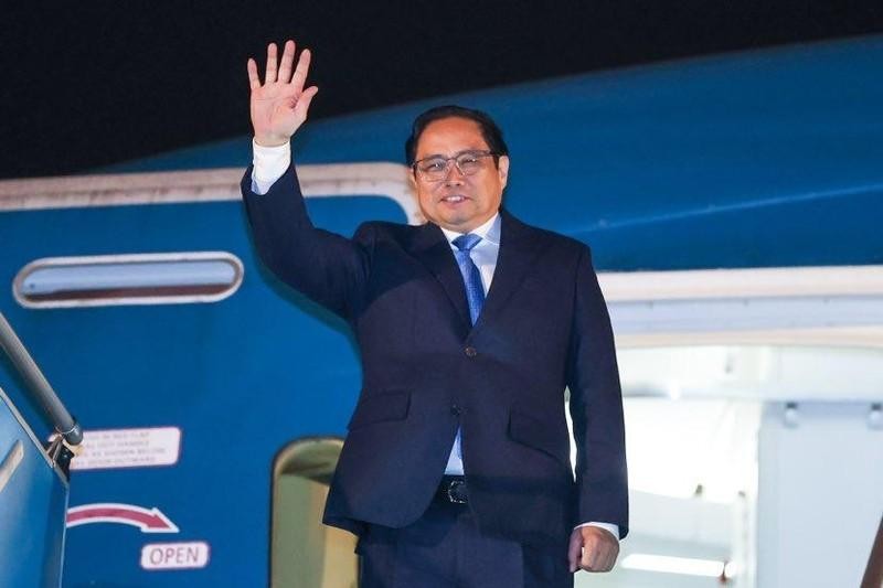 Prime Minister Pham Minh Chinh leaves Hanoi for Europe trip. (Photo: VGP)