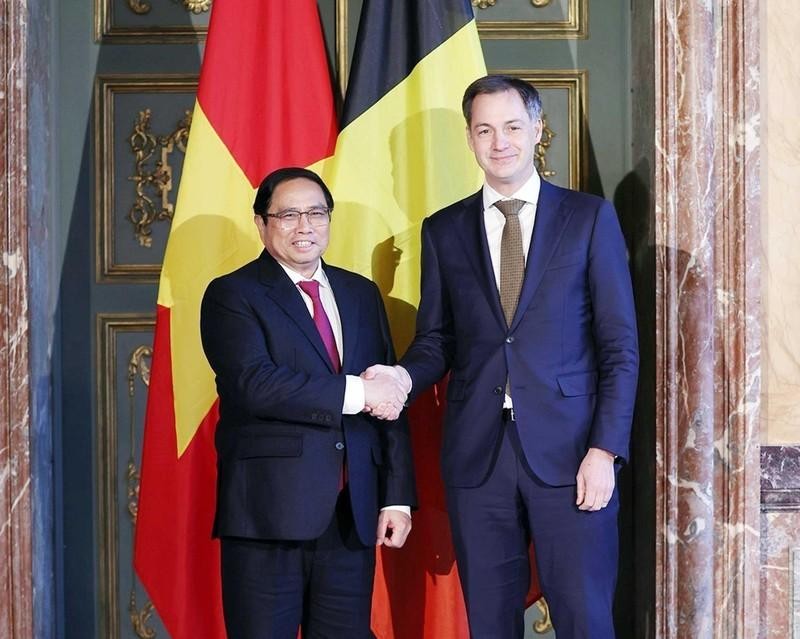 Prime Minister Pham Minh Chinh and his Belgian counterpart Alexander De Croo (Photo: VNA)
