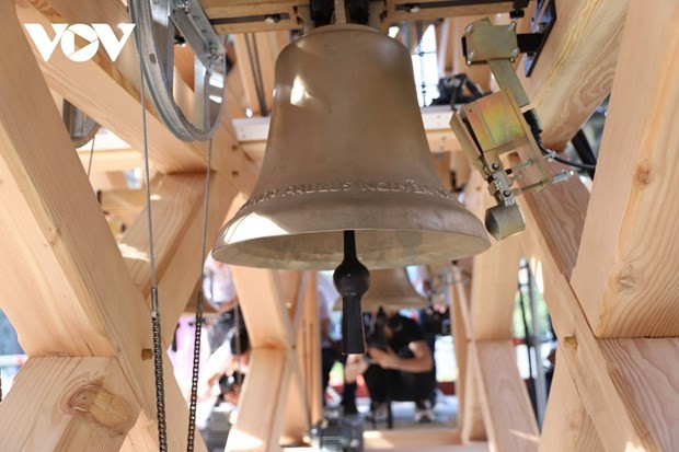 One of the new bells at the Notre Dame Cathedral Basilica of Saigon (Photo: VOV)