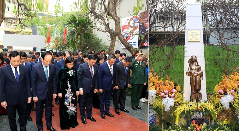 Hanoi leaders pay tribute to victims of the US's 1972 airstrike at Kham Thien Monument. (Photo: NDO)