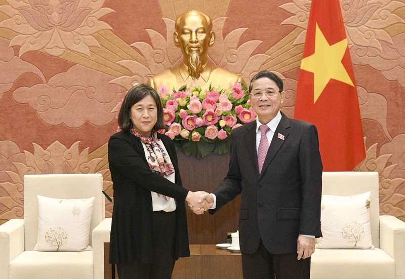 NA Vice Chairman Nguyen Duc Hai receives US Trade Representative Katherine Tai. (Photo: quochoi.vn)
