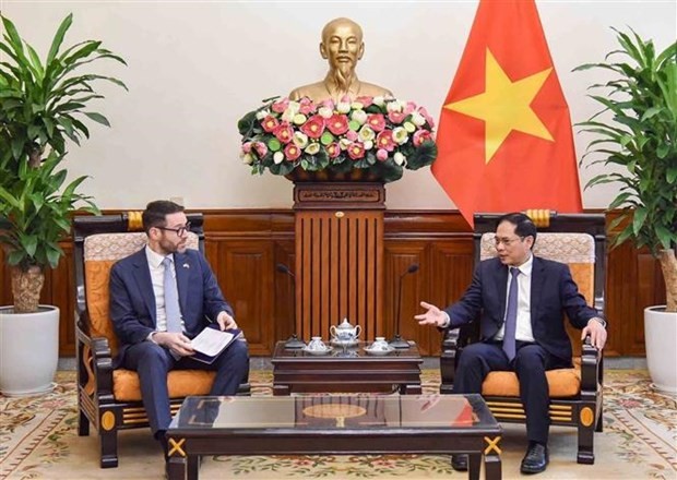 Vietnamese Minister of Foreign Affairs Bui Thanh Son (R) and British Ambassador to Vietnam Iain Frew. (Photo: VNA)
