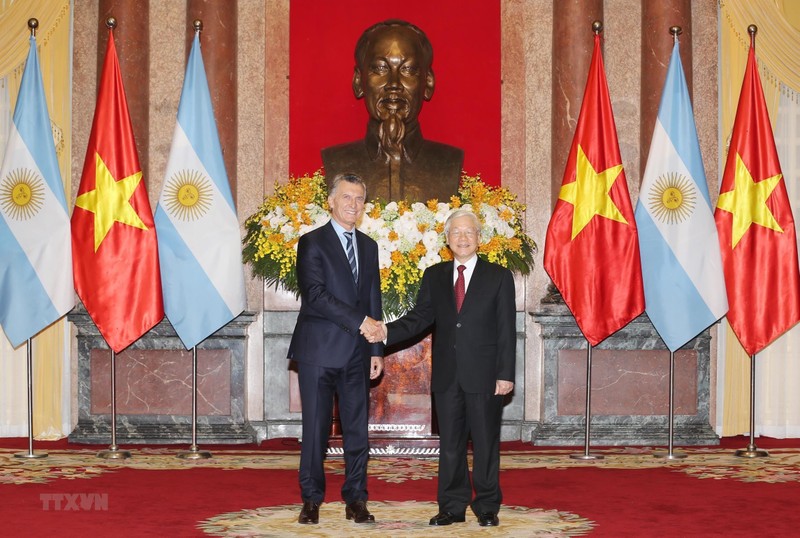 Party General Secretary and President Nguyen Phu Trong received the President of the Republic of Argentina Mauricio Macri, on February 20, 2019. (Photo: VNA)
