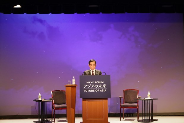 Deputy PM Tran Luu Quang delivers a speech at the 28th International Conference on the Future of Asia in Tokyo on May 25. (Photo: VNA)