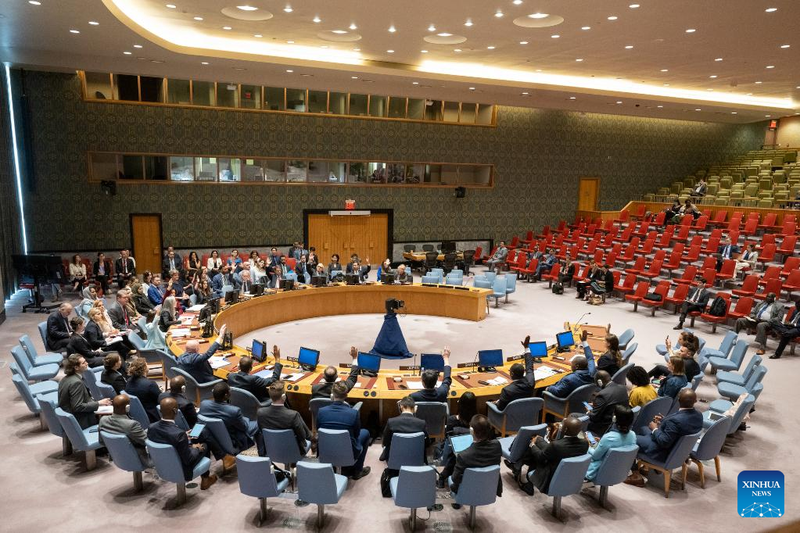 The United Nations Security Council's meeting to adopt the resolution to extend the mandate of the UNAMI for another year on May 30. (Photo: Xinhua)