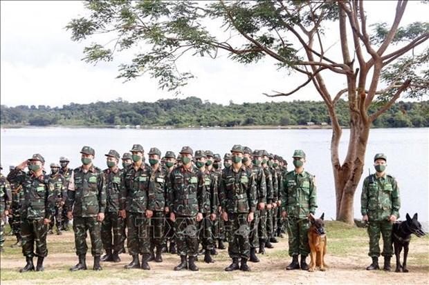 Vietnamese military officers gather at the opening of the joint search and rescue exercise with Laos and Cambodia on September 10. (Photo: VNA)