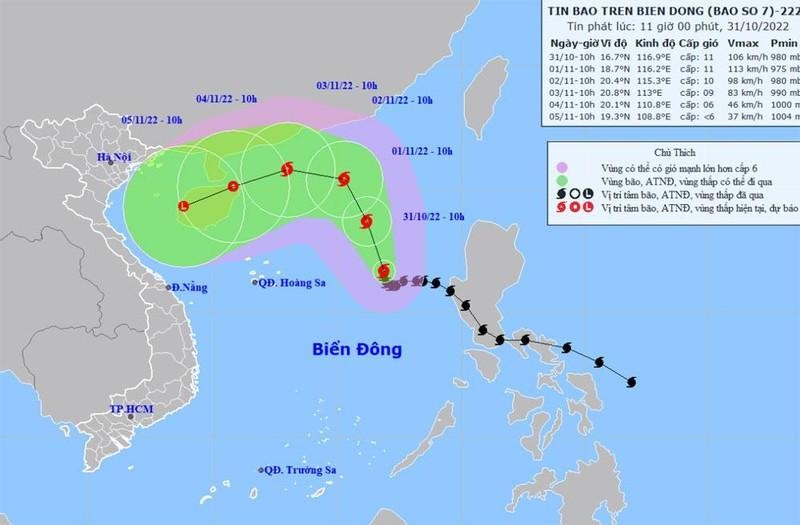 The location and direction of storm No. 7. (Source: nchmf.gov.vn)
