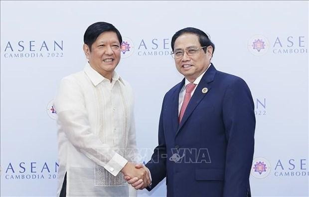 Prime Minister Pham Minh Chinh (R) and President of the Philippines Ferdinand Romualdez Marcos (Photo: VNA) 