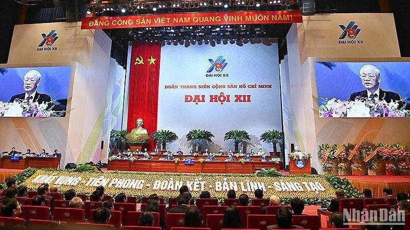 Party General Secretary Nguyen Phu Trong speaks at the 12th National Congress of the Ho Chi Minh Communist Youth Union. 