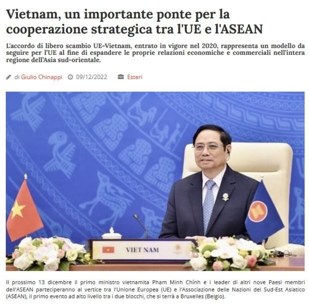 Vietnam highlighting as an ASEAN - EU bridge: Italian news website La Città Futura. (Photo: screenshot/via VNA)