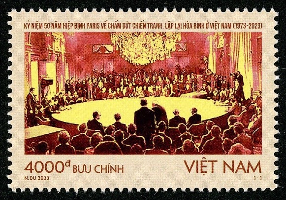 The stamp of the collection on the Paris Agreement on Ending the War and Restoring Peace in Vietnam (Source: vnpost.vn)