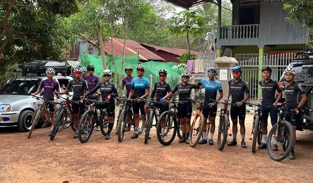 Cyclists of the Cambodian National Team are gathering at a training camp in Banteay Srei district of Siem Reap province to develop their capacity for the forthcoming games. (Photo: khmertimeskh.com)