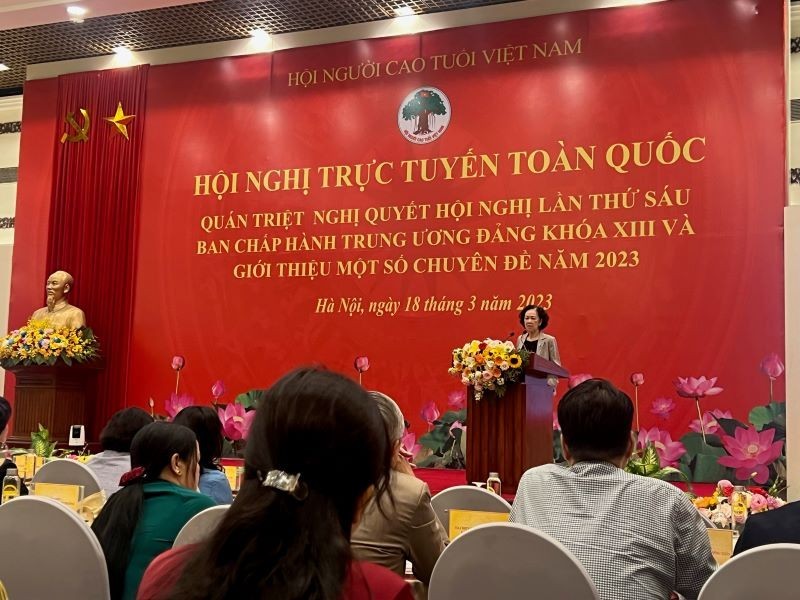 At the national online conference of the Vietnam Association of the Elderly.