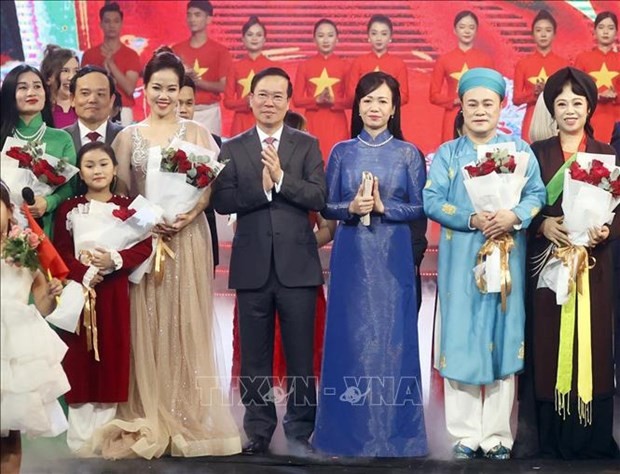 President Vo Van Thuong and his spouse at the ceremony. (Photo: VNA)
