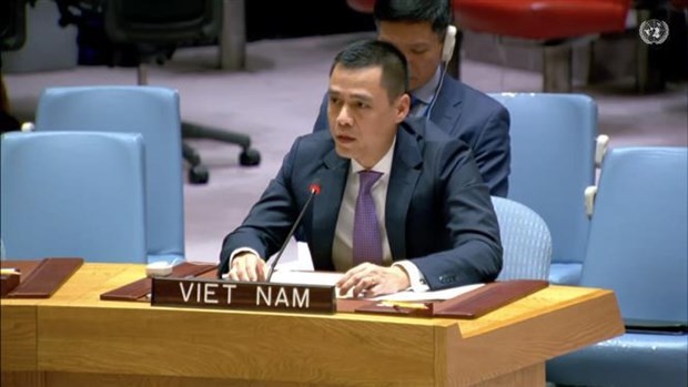 Ambassador Dang Hoang Giang, Permanent Representative of Vietnam to the UN, speaks at the debate (Photo: VNA)