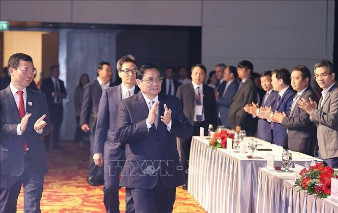 PM Pham Minh Chinh attends the programme marking the National Digital Transformation Day in Hanoi on October 10 (Photo: VNA)