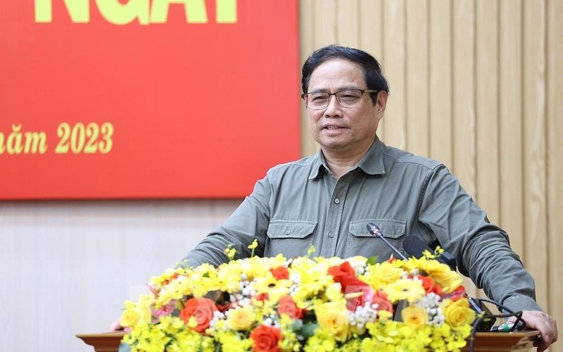 Prime Minister Pham Minh Chinh addresses the working session (Photo: VNA)