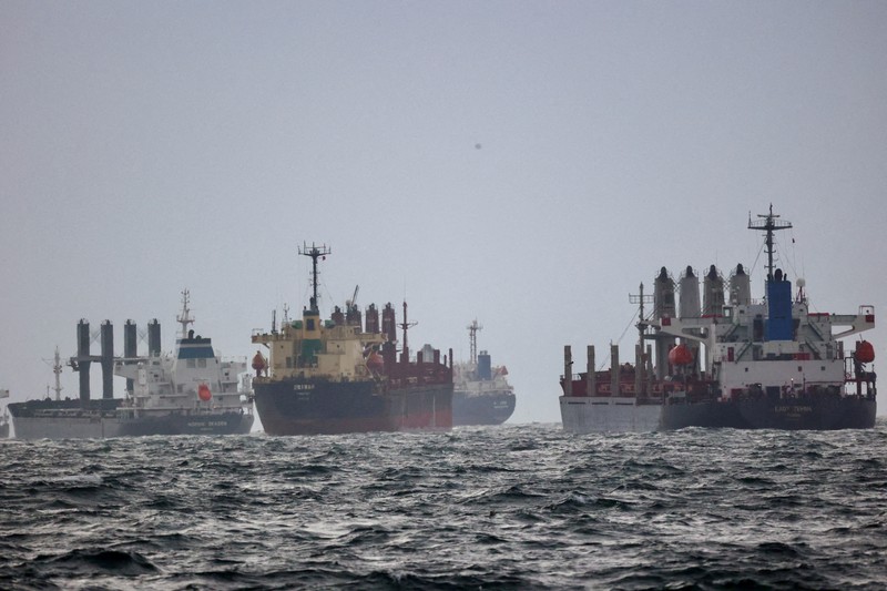 Vessels are seen as they wait for inspection under United Nation's Black Sea Grain Initiative in the southern anchorage of the Bosphorus in Istanbul, Turkey, December 11, 2022. (Photo: REUTERS)