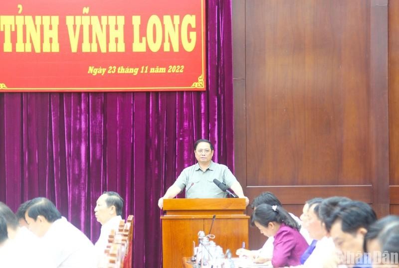 Prime Minister Pham Minh Chinh speaking at the working session (Photo: NDO)