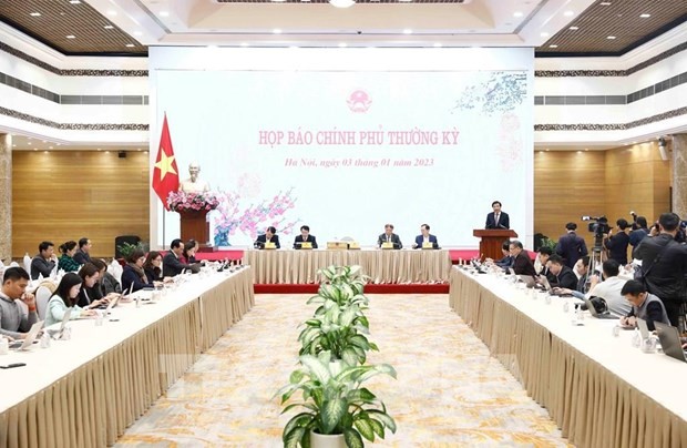 At the Cabinet regular press conference in Hanoi on January 3. (Photo: VNA)