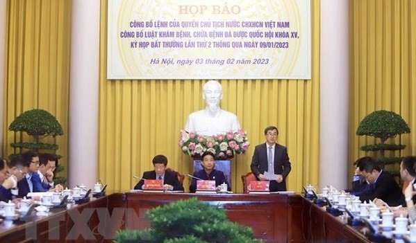 At the press conference to announce the Acting President’s order to promulgate the Law on Medical Examination and Treatment. (Photo: VNA)