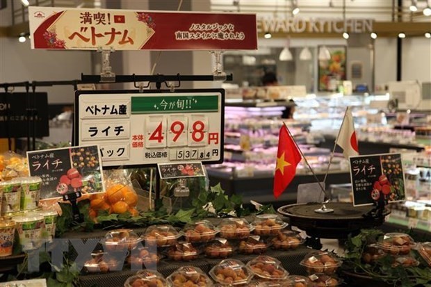 Vietnamese lychees are sold at an AEON supermarket in Japan which is a major trade partner of Vietnam in Asia. (Photo: VNA)