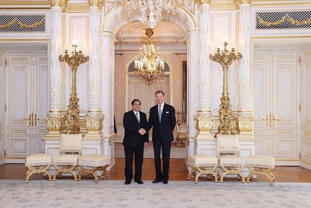 PM Pham Minh Chinh meets the Grand Duke of Luxembourg, Henri. (Photo: VNA)