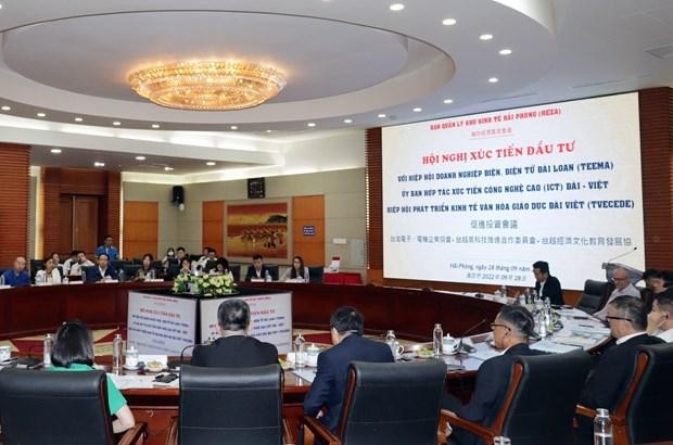 The meeting between the Hai Phong Economic Zone Authority and representatives of the Taiwan Electrical and Electronic Manufacturers’ Association (TEEMA) on September 28. (Photo: VNA)