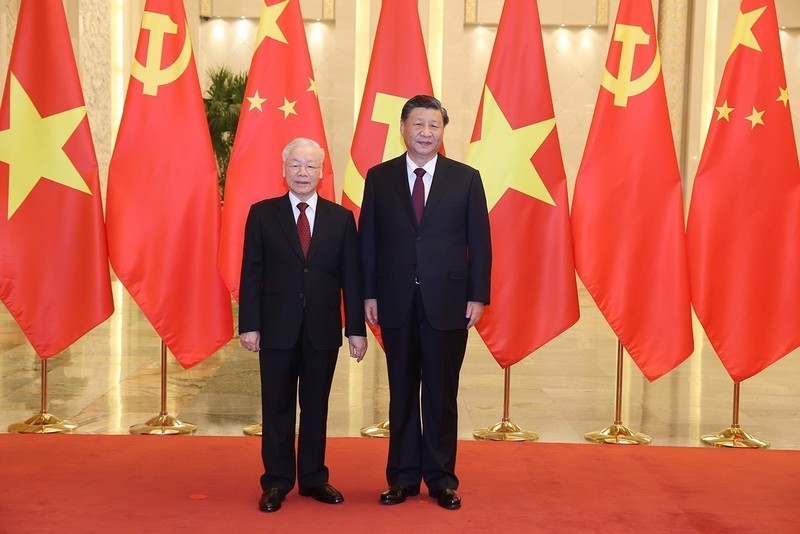 Vietnamese Party General Secretary Nguyen Phu Trong and Chinese Party General Secretary and President Xi Jinping. (Photo: VNA)