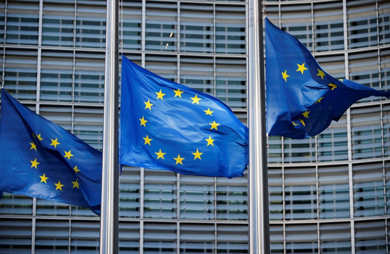 European Union flags fly outside the European Commission headquarters in Brussels. (Photo: Reuters)