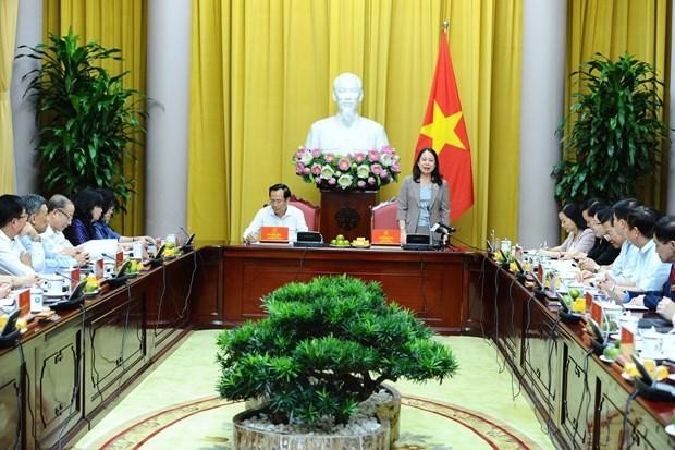 Vice President Vo Thi Anh Xuan (standing) speaks at the meeting of the National Fund for Vietnamese Children Sponsorship Council on September 16. (Photo: VNA) 